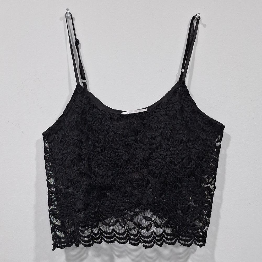 Roommates Black Lace Crop Top- M